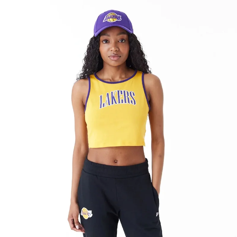 Men's eco - friendly recycled t - shirts for sustainable fashion choicesMen's eco - friendly recycled t - shirts for sustainable fashion choicesLA Lakers Womens Womens NBA Team Wordmark Yellow Crop Tank Top