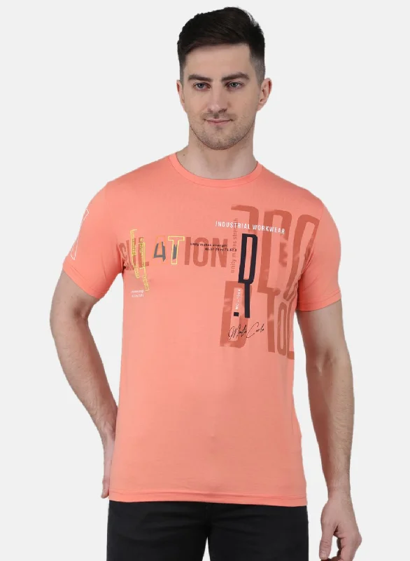 Men's tie - dye t - shirts with a bohemian styleMen's tie - dye t - shirts with a bohemian styleMen Peach Printed T-Shirt