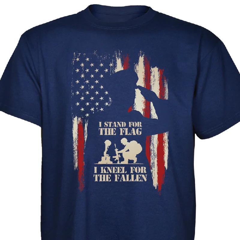 Men's mock - neck t - shirts with a modern and sleek styleMen's mock - neck t - shirts with a modern and sleek styleStand for the Flag, Kneel for the Fallen T-Shirt