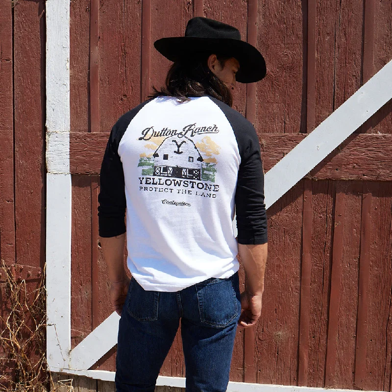 Men's slim - fit graphic t - shirts with vintage rock band printsMen's slim - fit graphic t - shirts with vintage rock band printsYELLOWSTONE THE RANCH RAGLAN